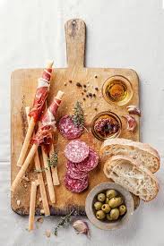 Italian Appetizer Board No Need For A Recipe Grissini Breadsticks Wrapped In Prosciutto Hard Salami Green Olives Olive O Luxury Food Food Photography Food