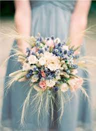 Rustic wedding bouquets with blue and burlap incorporated. Dusty Blue Rustic Wedding Thistle Wedding Flowers Rustic Bridal Bouquets Wedding Flower Inspiration