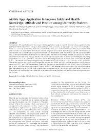 Safety and health in the manufacturing, mining, quarrying and construction industries, whereas the other industries are not covered. Pdf Mobile Apps Application To Improve Safety And Health Knowledge Attitude And Practice Among University Students Josfirin Uding And Umi Raihana Abdul Rahman Academia Edu