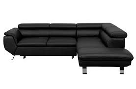 Salon d'angle convertible en cuir italien experiencia. Canape D Angle Convertible Meridienne Droite Phoenix Cuir Noir Pas Cher Canape But Iziva Com