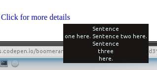 Es gibt aktuell drei möglichkeiten einen zeilenumbruch in html zu codieren, allerdings ist nur die erste variante mit ­ auch wirklich zu empfehlen. Html Einfache Html Und Css Tooltip Mit Zeilenumbruch Wagenrucklauf