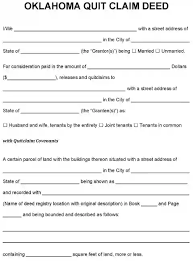 free oklahoma quit claim deed pdf word free printable legal forms