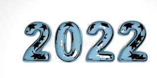 Happy New Year 2022. Holiday 3D Render of a Glass Blue Texture with Silver  Stars Inside 2022. Realistic 3d Sign. Holiday Stock Illustration -  Illustration of january, number: 160011405