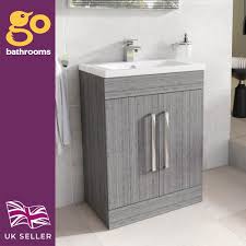 Find the best storage solutions for your suite at great prices. Newton Grey Wood Effect Bathroom Vanity Unit Floor Storage Ceramic Sink 600mm Ebay