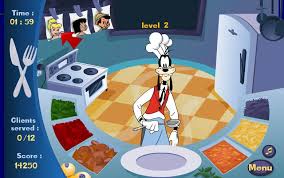 De cocina para cocinar y servir comidas y bebidas, invitados, restaurantes, camareras; Goofy Pack The House Juegos Infantiles