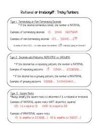 Rational And Irrational Numbers Notes And Activity Irrational Numbers Activities Numbers
