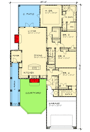 Narrow home floor plans are perfect for urban infill lots or high density neighborhoods. Narrow Lot Courtyard Home Plan 36818jg Architectural Designs House Plans