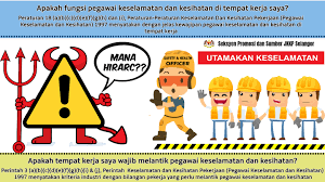 Apa peranan pegawai keselamatan dan kesihatan? pegawai ini berperanan untuk memastikan pematuhan akta dan menggalakkan persekitaran kerja yang selamat dan sihat di tempat kerja.apa hukuman yang boleh dikenakan ke atas majikan sekiranya gagal memastikan keselamatan. Facebook