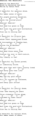 Traditional Song America The Beautiful With Chords Tabs And Lyrics