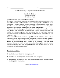 Sherlock Holmes Eighth Grade Reading Worksheets Reading Worksheets 8th Grade Reading Reading Comprehension