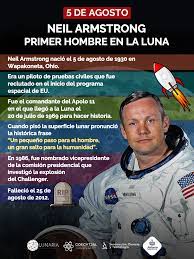 Planetario y Centro Interactivo de Jalisco "Lunaria" - EL PRIMER HOMBRE EN  LA LUNA ???????????????? #UnDiaComoHoy, 5 de agosto, pero de 1930, nació el  astronauta Neil #Armstrong, primer hombre en pisar la #