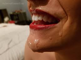 Red lips and cum sliding down my chin. Porn Pic - EPORNER