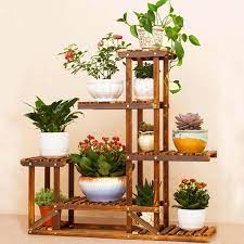 6 Tier Wood Plant Stand Corner Shelf Ladder Planter Flower Pot Etsy In 2021 Wooden Plant Stands Wooden Flowers Plant Shelves
