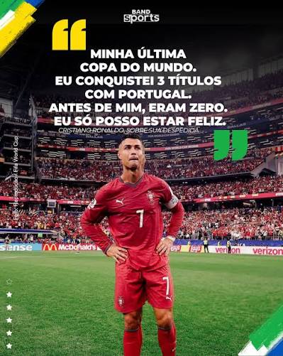SE DESPEDINDO COM A MARRA DE SEMPRE! 😅 Ap&oacute;s a elimina&ccedil;&atilde;o na Copa, Cristiano Ronaldo anunciou de maneira oficial sua despedida das Copas daquele jeitinho que s&oacute; ele sabe fazer. #CopaNoBandSports #CopaDoMundo #