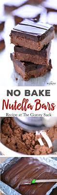 No Bake Nutella Bars Recipe Thegunnysack Com Nutella Recipes Easy Nutella Recipes Nutella Bar