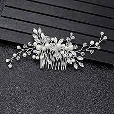 Buy Kchies Bridal Hair Side Comb For Women Wedding Girls Hair Clip Leaves Pearl Rhinestone Crystal Spray Flower Hair Floral Vintage Hair Barrette Bridesmaids Headpiece White With Gift Box Set Online At
