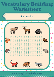 Write and color on these simple worksheets for each letter of the alphabet. Animals Word Search Worksheets