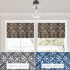 For inside mount, the valance is ready to hang from a simple tension rod (not included) and requires no hardware or drilling. Amazon Com Faux Roman Shade Valance Custom Made In Charcoal Grey Or Blue And White Stencil Print Fully Lined Fabric By The Yard Handmade