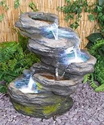 Cascade Chute D Eau Effet Pierre 5 Niveaux Avec Eclairage Led Caracteristiques D Eau De Jardin Water Feature Fontaine De Jardin