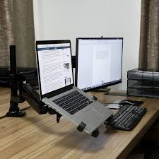 Check Out Dual Monitor Stand Gas Spring Holder Swivel Desk Mount Double Arm Laptop Bracket Home Office Setup Dual Monitor Stand Monitor Stand