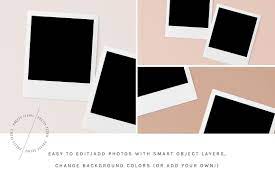 These polaroid photo frames can be used to display your pictures in a cool way. Square Polaroid Mockup Bundle Psd Product Mockups 2 Professional Business Card Design Card Design Business Card Design