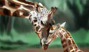 Artstation Mother Baby Giraffe Deniz Erkli
