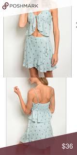 Honey Punch 2 Piece Top And Skirt Set Adorable Blue Honey
