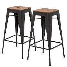 Barhocker Manchester 2er Set Akazie Massiv Metall Barhocker Hocker Barhocker Mit Lehne