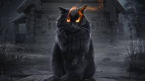 Download and use 80,000+ black cat stock photos for free. Desktop Wallpaper Black Cat Fire Eyes Fantasy Hd Image Picture Background 43da58