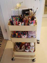 My Ikea Raskog Trolly Full Of Art Supplies Www Jackynewcomb Com Craft Room Office Study Room Decor Raskog