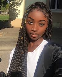 Black And Grey Box Braids On Dark Skin Baby Hairs On Fleek Babytress Shopbabytress Dark Skin Beauty Dark Skin Women Hair Styles