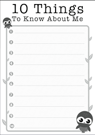 Free Printable Ten Things About Me A Printable Sheet Which Allows Students To Write Down Ten Things About T School Survival Classroom Fun Classroom Education