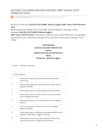 Berkomunikasi dengan menggunakan surat tidaklah harus menulis panjang lebar. Kisi Kisi Un Unbk Bahasa Inggris Smp Tahun 2019 Pe