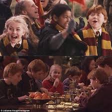 American actress/dancer Julianne Hough (known mainly for Dancing With The  Stars) appears in the first Harry Potter Potter as a Gryffindor student  (where she doesn't have any speaking lines) while she was