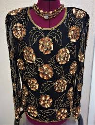 Black And Gold Top Evening Sequence Top Glamorous Top Black And Gold Top Festive Top Ultra Feminine Top Sequence And Sheer Top Holiday Top Festival Tops Sequence Tops Holiday Tops