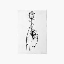 Draw two diagonal, parallel curved lines. Hand Holding Flower Art Board Prints Redbubble