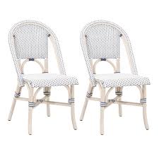 Rattan Dining Chair With Woven Back And Seat Set Of 2 Blue And White On Sale Overstock 31169936