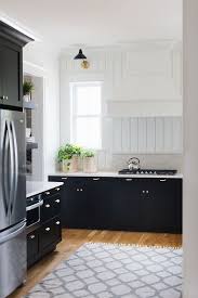 Shaker Style Kitchen Cabinet Painted In Bm Black With Vertical White Shiplap As Back Shaker Style Kitchen Cabinets Kitchen Cabinet Styles Shaker Style Kitchens