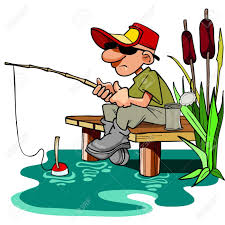 Pecheur De Bande Dessinee Avec Une Canne A Peche Assis Sur L Estrade Clip Art Libres De Droits Vecteurs Et Il Dessin Pecheur Canne A Peche Image De Chat Noir