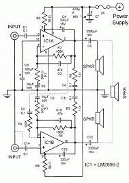 The schematic for this 100 watt audio amplifier has a few stages. Lm2896 Car Audio Amplifier Circuit