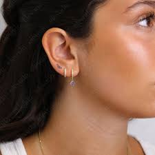 Paved Amethyst Charm Huggie Hoop Gift Set Amethyst Hoop Earrings Purple  Earring Set Gift Ready Gift for Her Gift for Mom