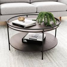 Maybe you would like to learn more about one of these? Nathan James Paloma 32 In Dark Oak Black Medium Round Wood Coffee Table With Tray 32001 The Home Depot