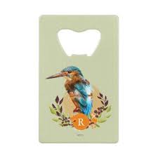 Personalized Kingfisher And Floral Design Credit Card Bottle Opener Zazzle Com Credit Card Bottle Opener Floral Design Design