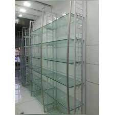 This 20 glass wall shelf will help you transform your bathroom into the bathroom of your dreams. Mild Steel And Glass Wall Mounted 6 Shelves Glass Display Rack For Supermarket Rs 3500 Running Feet Id 6769807012