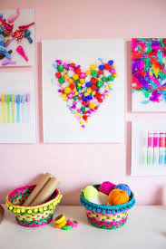 A home office & crafting room for a graphic designer is dominated by a unique lighting fixture. Diy Craft Room Wall Art Idea Design Improvised