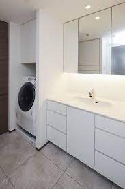 生活感を出さない 洗濯機置き場と周辺収納 yahoo 不動産おうちマガジン 洗面所 リフォーム バスルーム 洗面所