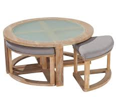 O K Furniture Round Coffee Table With 4 Nesting Stools Cocktail Height Coffee Table With Frosted Glass 5 Pie Coffee Table Round Coffee Table Small Room Decor
