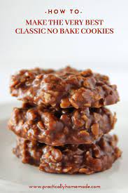 Easy Classic No Bake Cookies Recipe Practically Homemade Recipe Classic No Bake Cookie Recipe Baking Recipes Cookies No Bake Cookies
