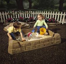 Step2 Naturally Playful Sandbox With Lid And 4 Built In Seats At Corners I Might Use This For Legos I M Not Good At Keep Kids Sandbox Sandbox Play Sand Box
