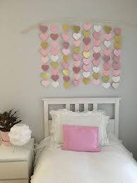 Girl Bedroom Decor Pink And Gold Bedroom Diy Bedroom Project Paper Hearts Pink And Go Pink Girls Bedroom Decor Gold Bedroom Decor Diy Bedroom Decor For Teens